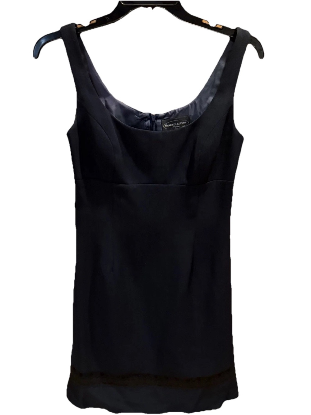 Nanette Lepore Black Cocktail Dress Lace Trim Lined Size 6 Petite